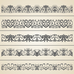 Seamless borders set. | Vector illustration.