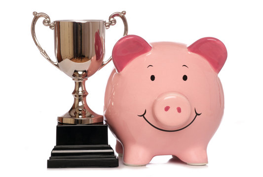 piggybank with trophy