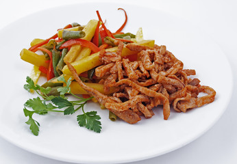 Meat with a mushrooms