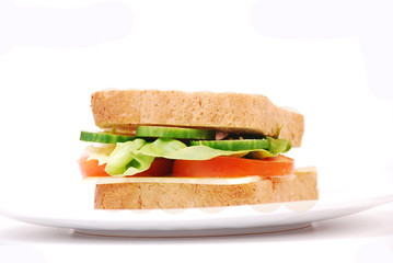 Healthy sandwich with cheese, tomatoes