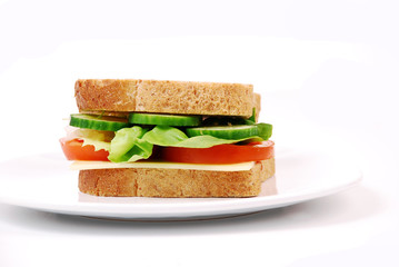 Healthy sandwich with cheese, tomatoes