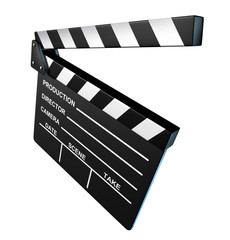 Obraz premium Black film director clapper board movies symbol angled