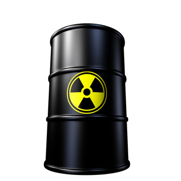 Radioactive waste container symbol represented by toxic barrel