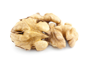 Walnuts isolated on white background