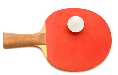 Table tennis racket and ball