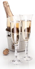 Champagne bottle and glasses