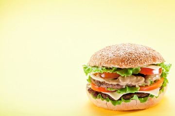 hamburger on yellow