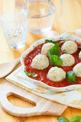 Chicken meatballs and tomato sauce