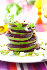 beetroot,goat cheese and avocado