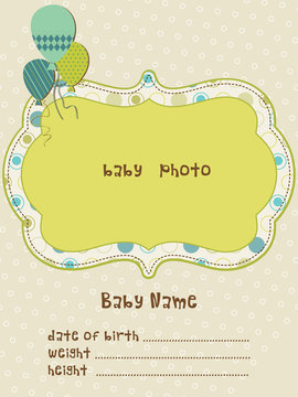 Baby Arrival Card with Photo Frame in vector