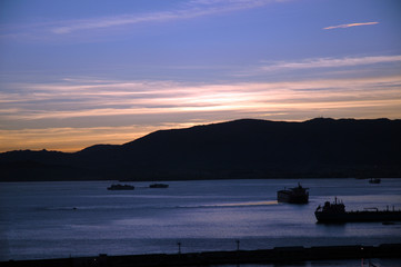 Sunset over the Straits of Gibraltar and Harbour
