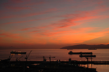 Sunset over the Straits of Gibraltar and Harbour