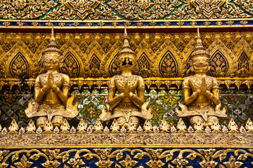 Golden Garuda statues at Wat Phra Kaew