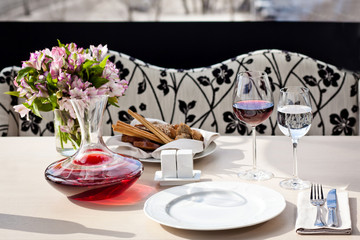 Fine restaurant dinner table place setting