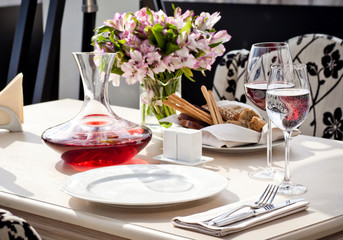 Fine restaurant dinner table place setting