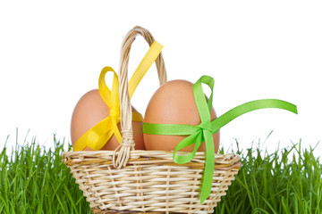 basket with easter eggs