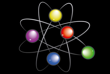 Molecula de colores con fondo negro
