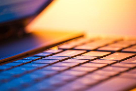 laptop in warm light