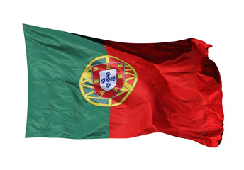 Nationalflagge Portugal, freigestellt auf weißem Hintergrund