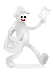 Iconic white figure of a postman