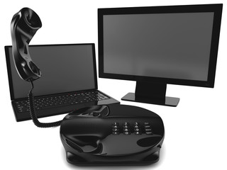 A bundle of telco services isolated on white.