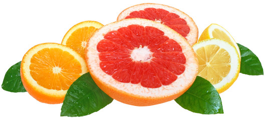 Orange, lemon and grapefruit