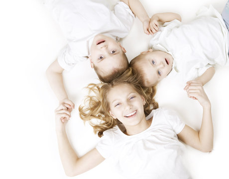 Happy Family. Kids over white background