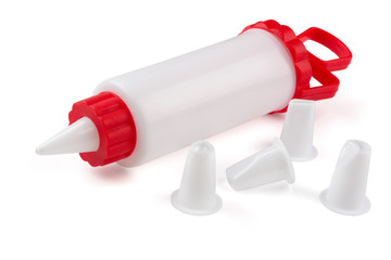 Cake decoration icing syringe and set of nozzles