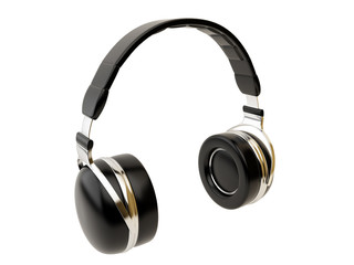 Black headphones isolated