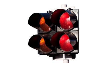 Traffic lights of racing on white