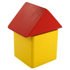 Klötzchen Haus rot gelb