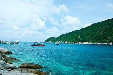Blue sea and islands in the sea .