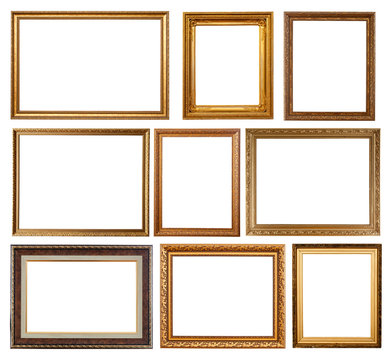 Set of 9 gold frames