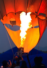 Man fills hot air balloon