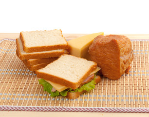 sandwiches with cheese and ham .