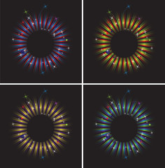 Set of original frames with fireworks