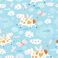 pattern flying cow