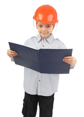 Child in a building helmet