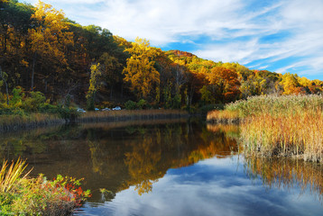 Autumn Mountain with lake