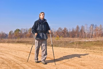 traveler in a sand desert