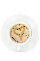 Love sign on coffee