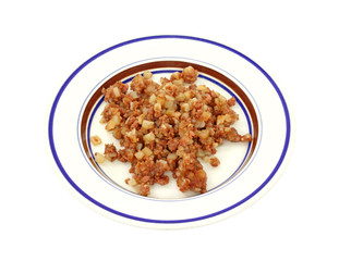 Small plate with serving of corned beef hash