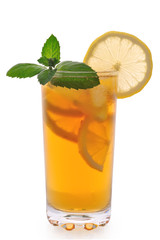 Tea with ice, lemon and mint