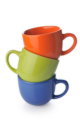 Three cups on a white background