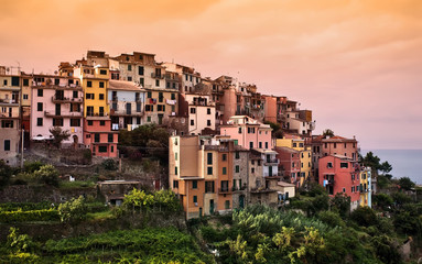 Fototapeta na wymiar Cinque Terre, Włochy. Corniglia wieś.