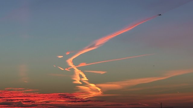 sunset and airplane