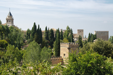 Fototapeta na wymiar Alhambra palace as seen from Generalife gardens