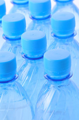 Plastic bottles with water