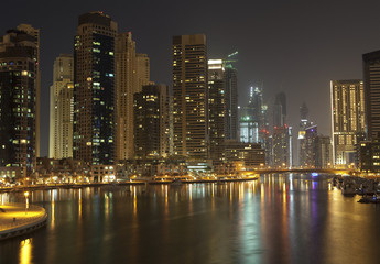 Fototapeta na wymiar Night panorama of modern city