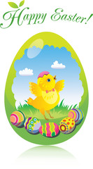 Easter chicken in the egg - vector illustration